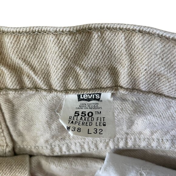 Vintage Levi's 550 Jeans Men's Size 36x32 Tan Denim Relaxed Tapered - Flawed - Picture 3 of 6